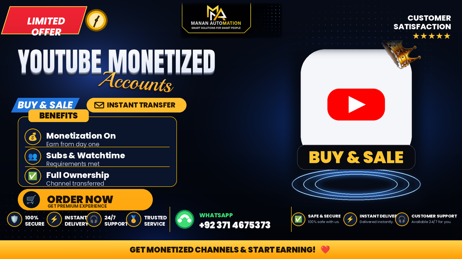 YouTube Monetized Accounts Buy & Sale